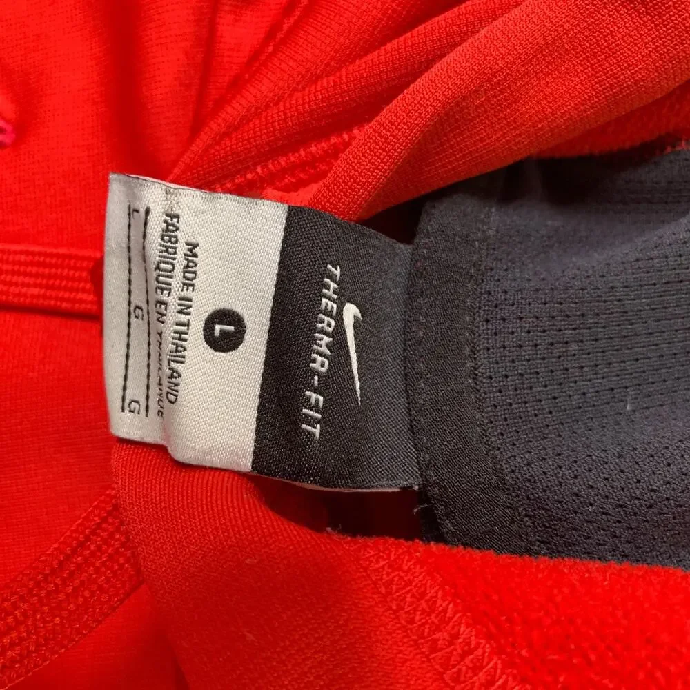 Nike Sweatshirt Men Large Red Therma Fit Pullover Training Hoodie Fleece Workout